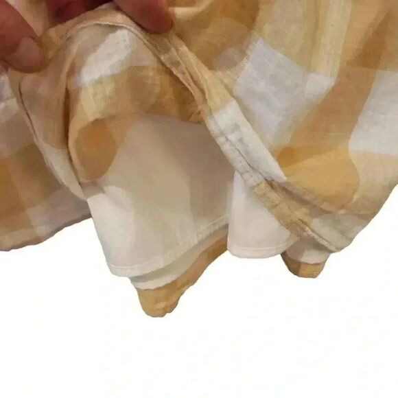 Who What Wear Women's Tan & White Cotton Large Gingham Checked Lined Dress w Ruf - Picture 12 of 14